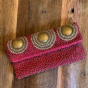 MOYNA Beaded Clutch - Red & Gold - Like new